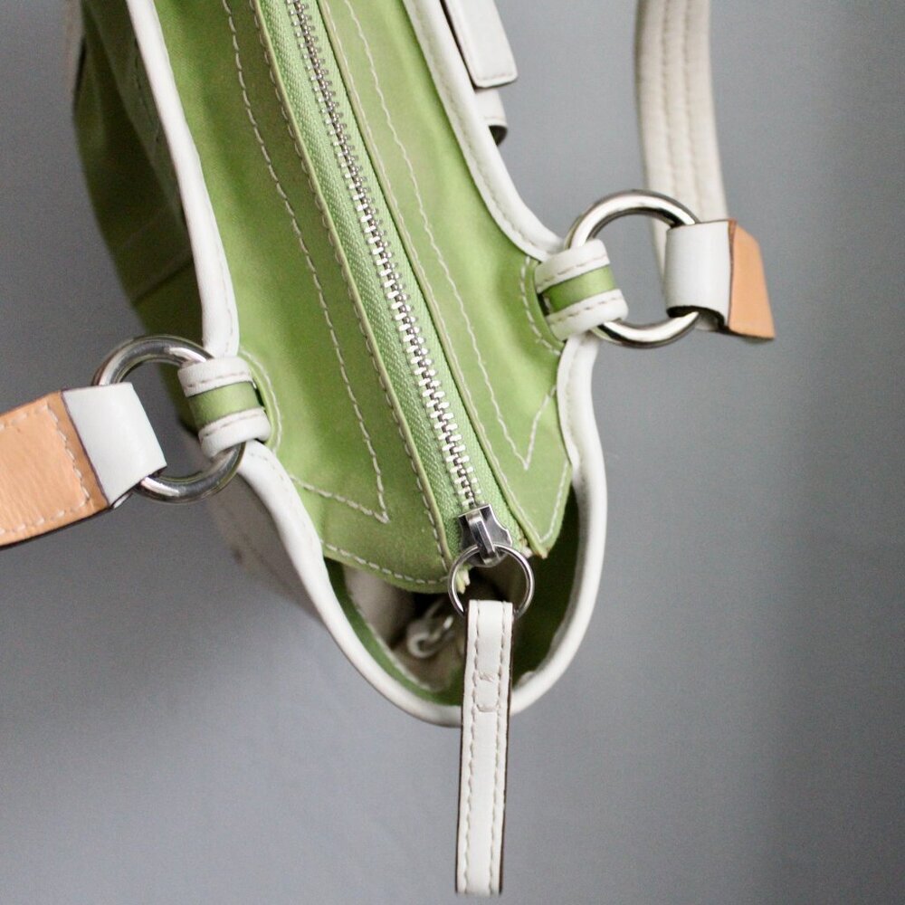 Coach VTG Y2K Green & White Soho Twill & Leather Mini Tote Bag A06S - 1881 - Picture 4 of 11